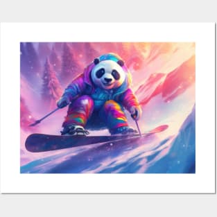 Pastel Powder: Panda's Playful Descent Posters and Art